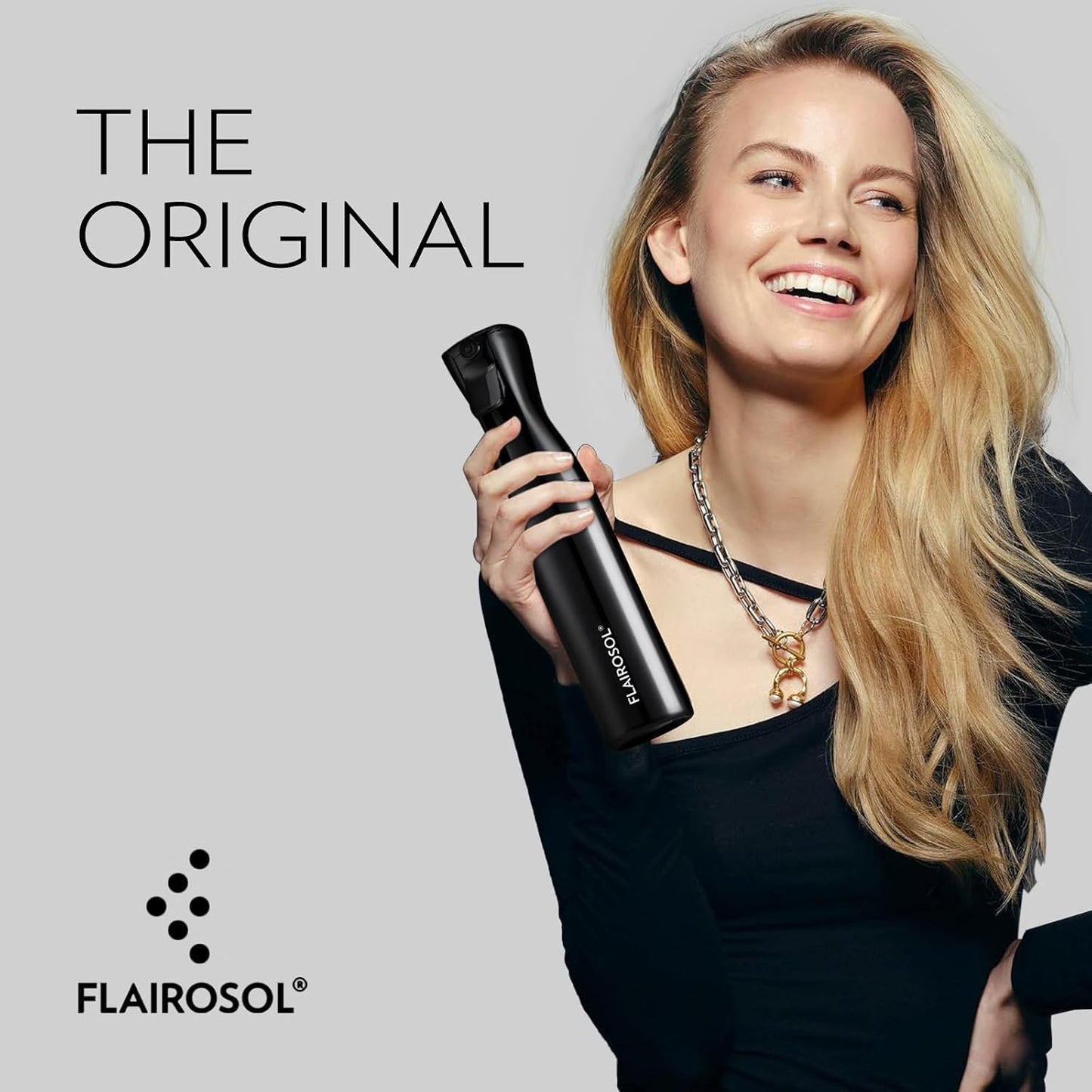 FLAIROSOL Continuous Spray Bottle - Ultra Fine Mist Hair & Plant Mister | 10.1oz/300ml, Black