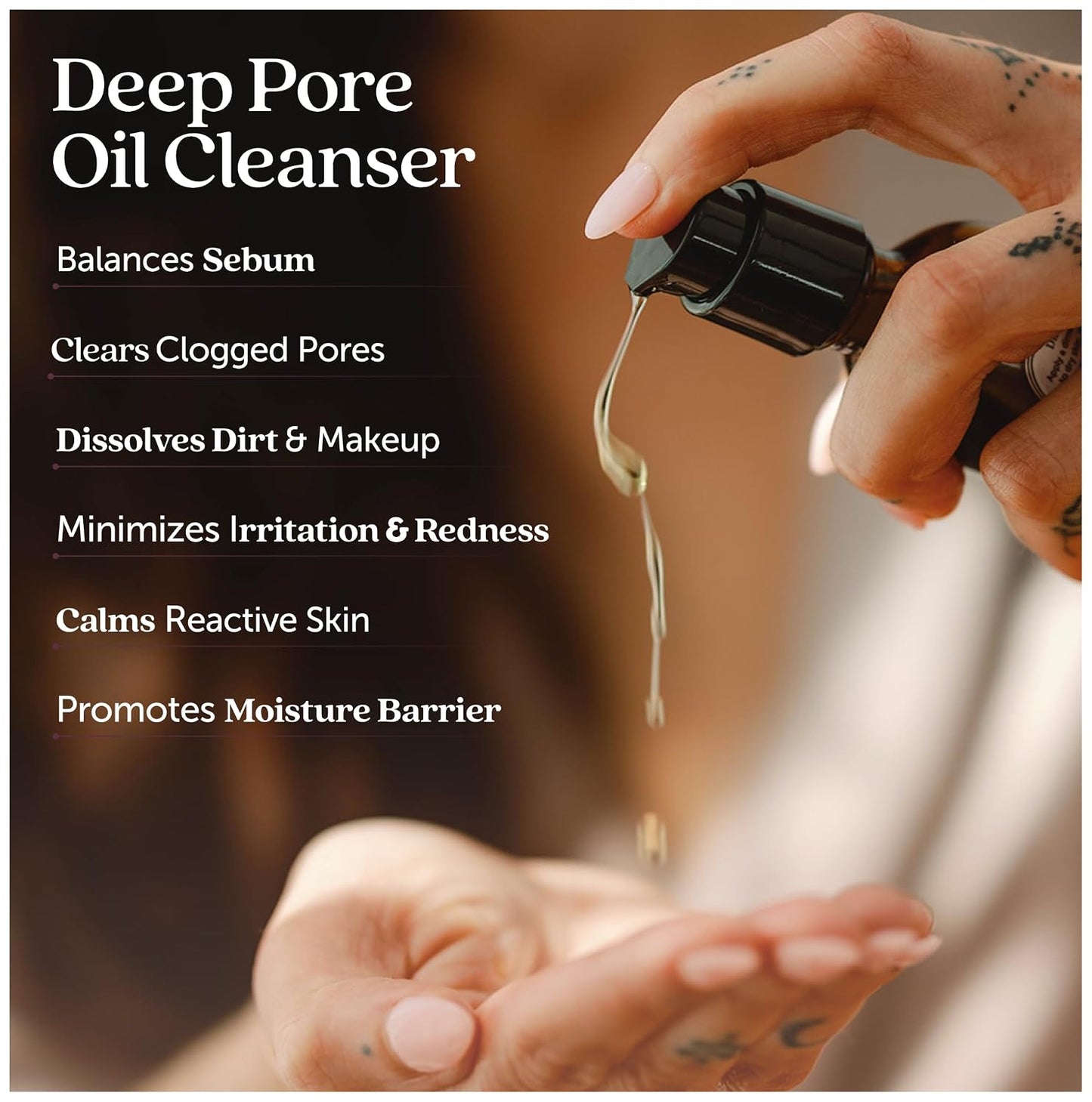 Dreamy Deep Pore Cleansing Oil - Vegan Makeup Remover for Sensitive Skin | Gentle Hydrating Face Cleanser, 1.7 FL Oz