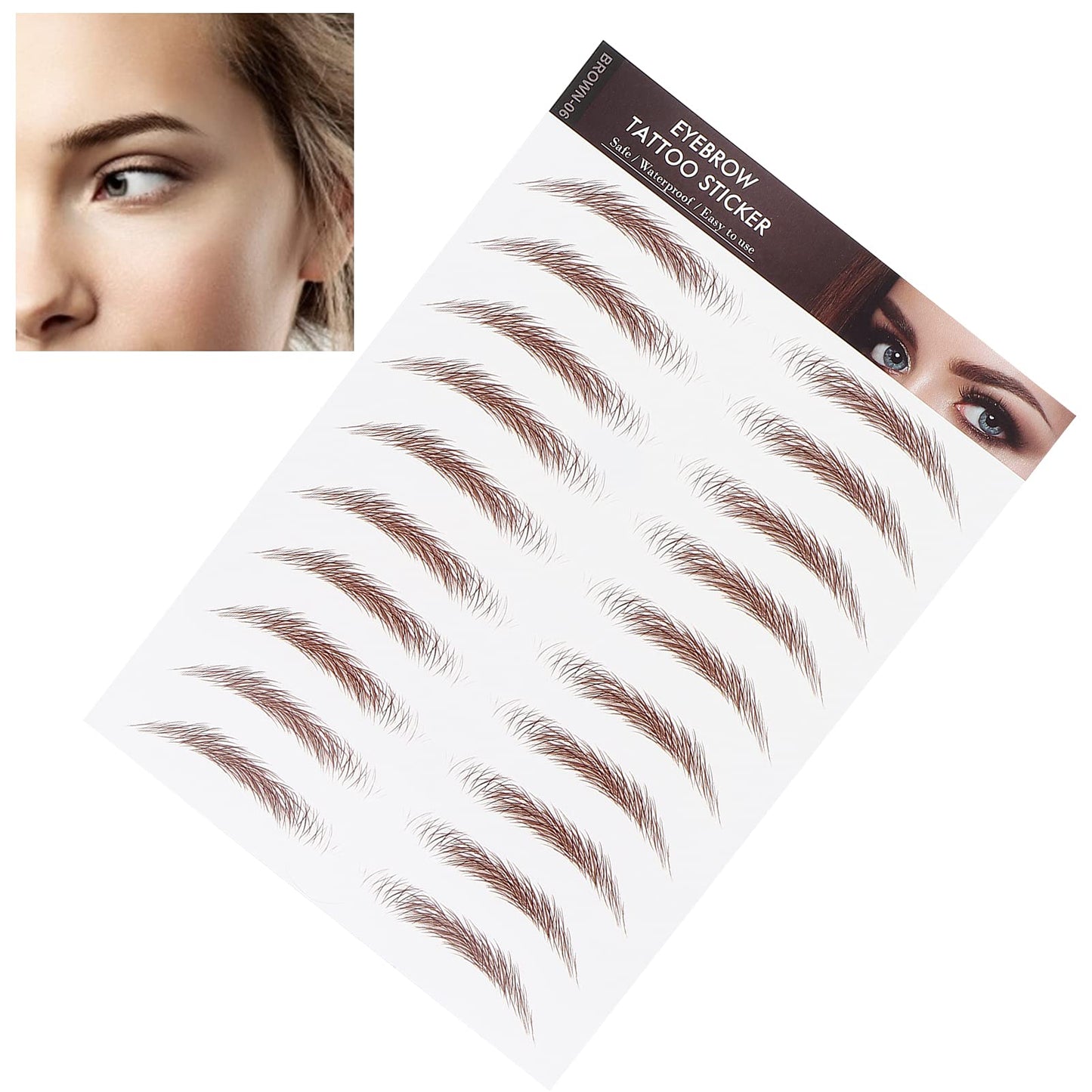 6D Eyebrow Sticker Professional Eyebrow Transfer Sticker Eyebrow Makeup Tool for Women and Girls (Brown)(BROWN-06)