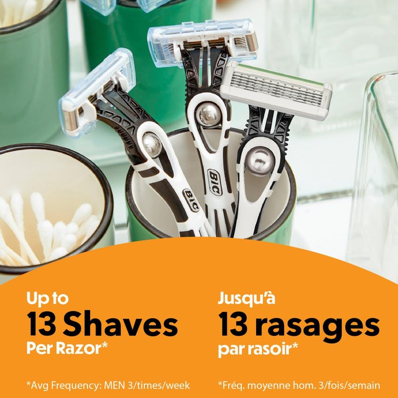 Bic Flex 5 Sensitive Men'S Disposable 5-Blade Razors, Comfortable Shave, 2-Pack