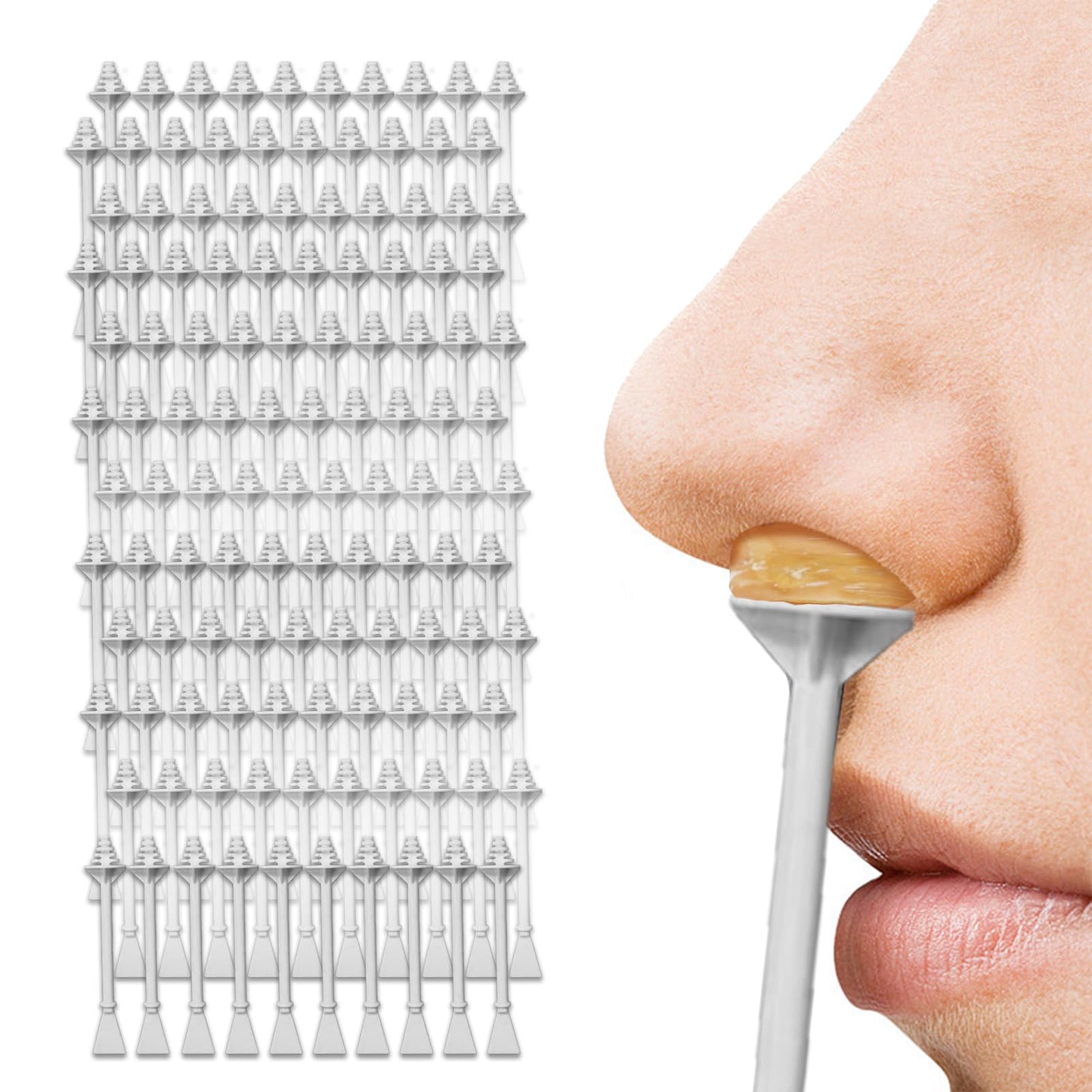 COLAYERIST 120 Pcs Nose Wax Sticks, Universal Plastic Nose Hair Wax Removal Kit with Disposable Spatulas for Men Women Nose Ear Face Eyebrow Beard Hair Removal