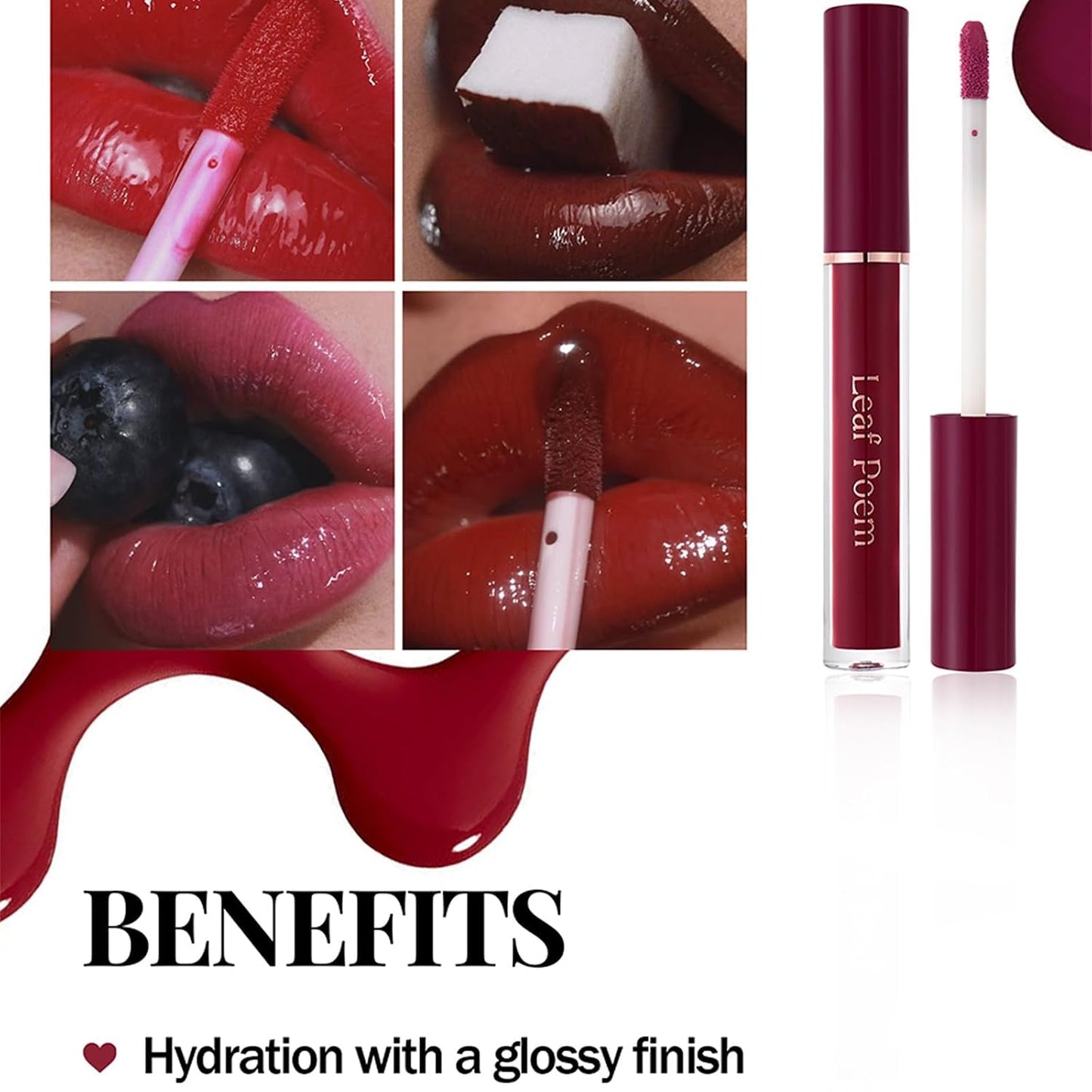 Lip Gloss Set - Non-Sticky Moisturizing Lipgloss with Soft Brush | 6-Piece Makeup Collection for Women