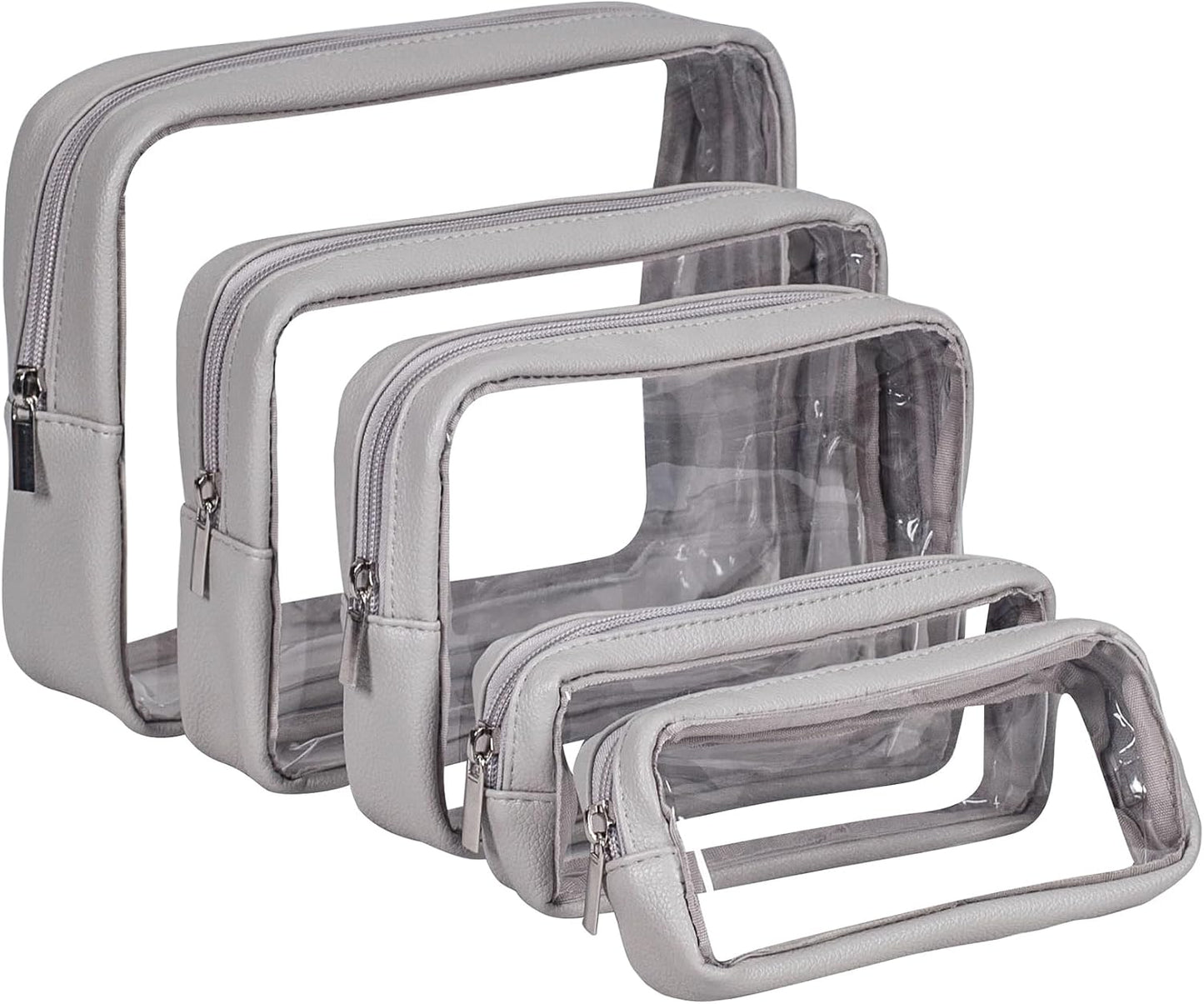 TSA Approved 5-Piece Diaper Bag Organizer Set - Clear Waterproof TPU Travel Packing Cubes for Baby (Pink Leather)