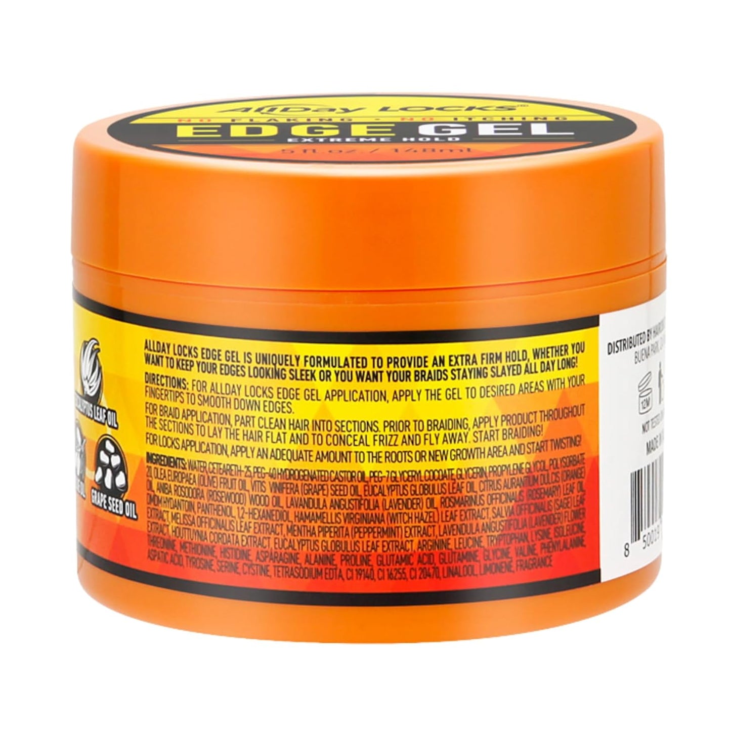 AllDay Locks Edge Gel - Extreme Hold Hair Gel for Braiding & Control | Sleek Moisturizing Formula, 5 oz Jar