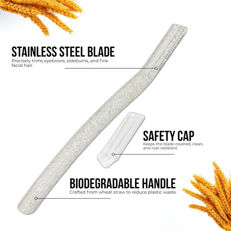 Women Facial Razor for Face Hair Removal – Dermaplaning & Eyebrow Razor, Peach Fuzz Remover, Eco-Friendly Wheat Straw Handle (3 Pack) | GlowAura Beauty