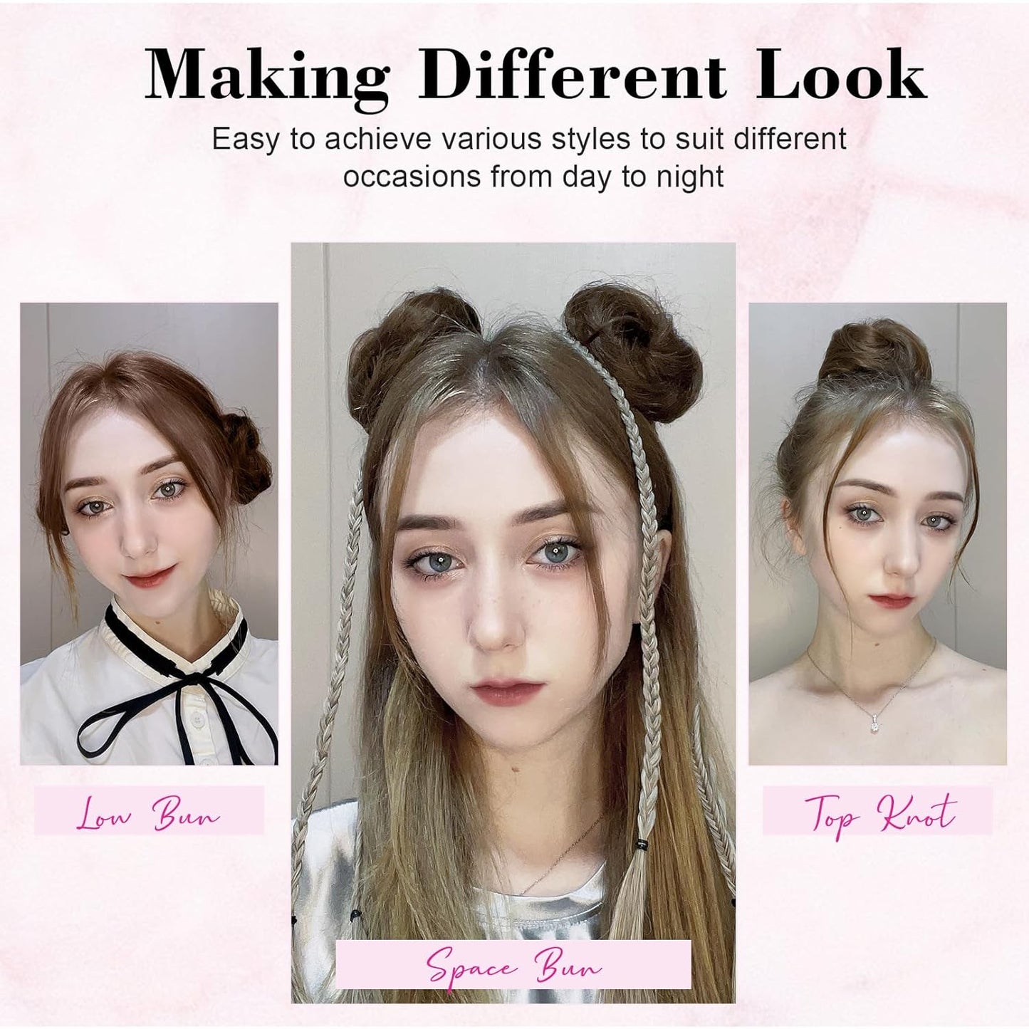 Mini Claw Clip Hair Bun Extensions - 2 PCS Messy & Cat Ears Updo Accessories | Golden Blonde Mix