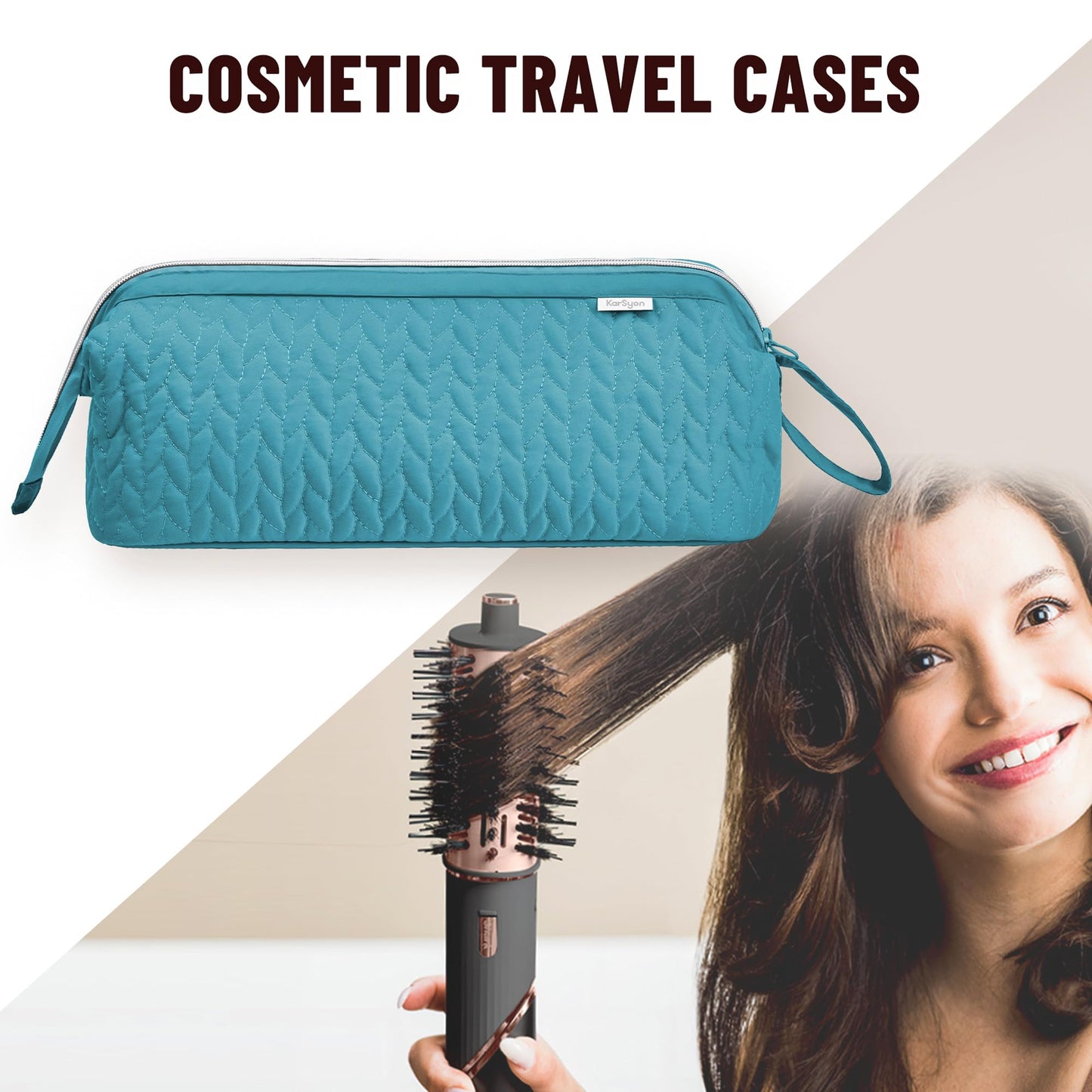KarSyon Shark Flex Style Case for Dyson Airwrap Hair Dryer Brush Revlon Hair Tools Travel Bag Carrying Case Flat Curling Iron Organizer (Teal Blue)
