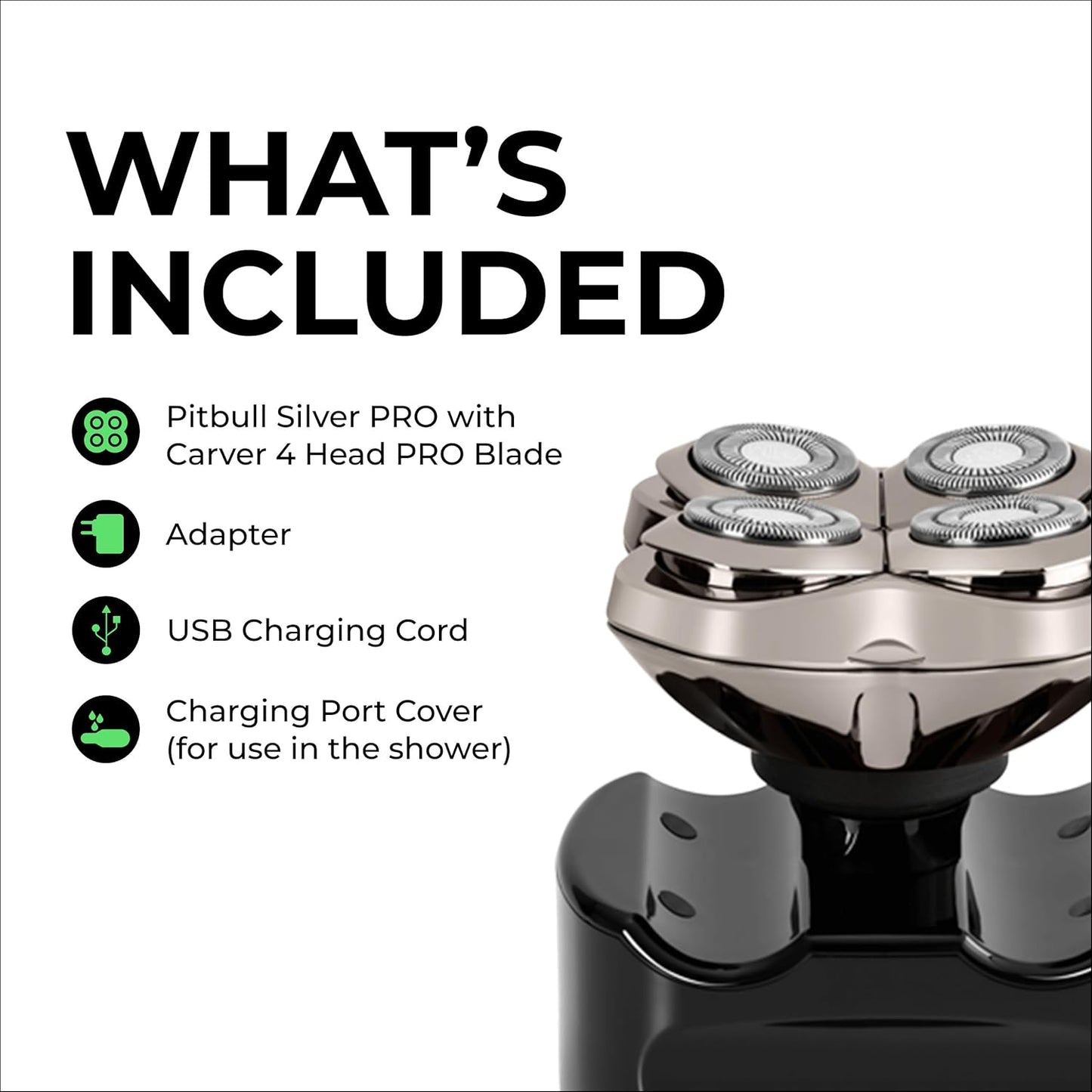 Skull Shaver Pitbull Silver PRO SX5 - Premium Head & Face Shaver for Smooth Shaving