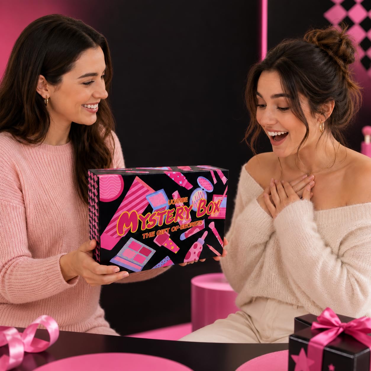 UCANBE Makeup Set Box, Assorted Makeup & Cosmetics Gift Box Worth $100, Beauty Set with Eyeshadow Palettes, Face Makeup, Glitter, Lip Products, Eye Makeup for Women