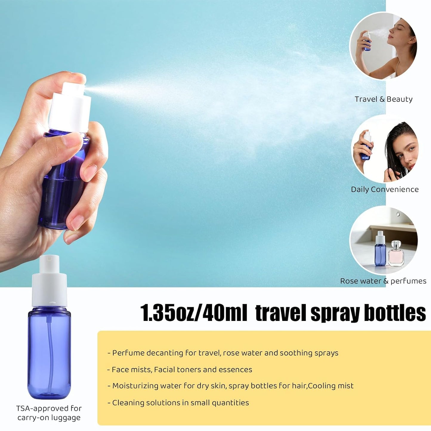 Travel Bottles for Toiletries - 3.4oz TSA Approved Leak Proof Shampoo & Conditioner Containers | 5 Pack Clear Plastic