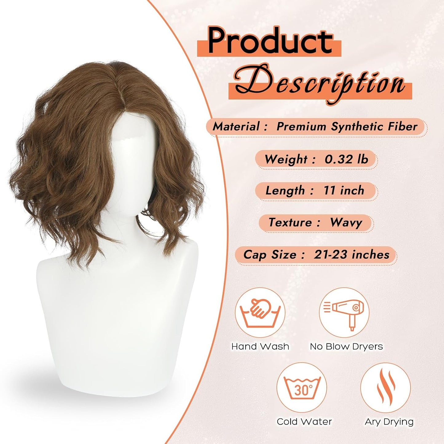 Blonde Bob Wig for Women - Lace Front Short Soft Wavy Curly Synthetic Hair | 11 Inch Natural Look