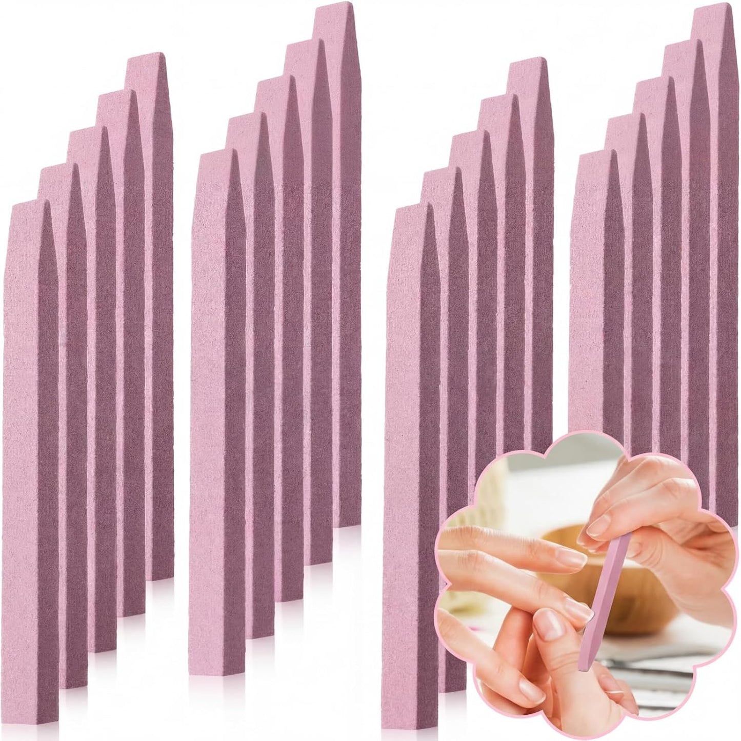Stone Nail File Set - 8 Pcs Pumice Stick for Fingernails & Toenails | Home Salon Buffing Tools (4 Colors)