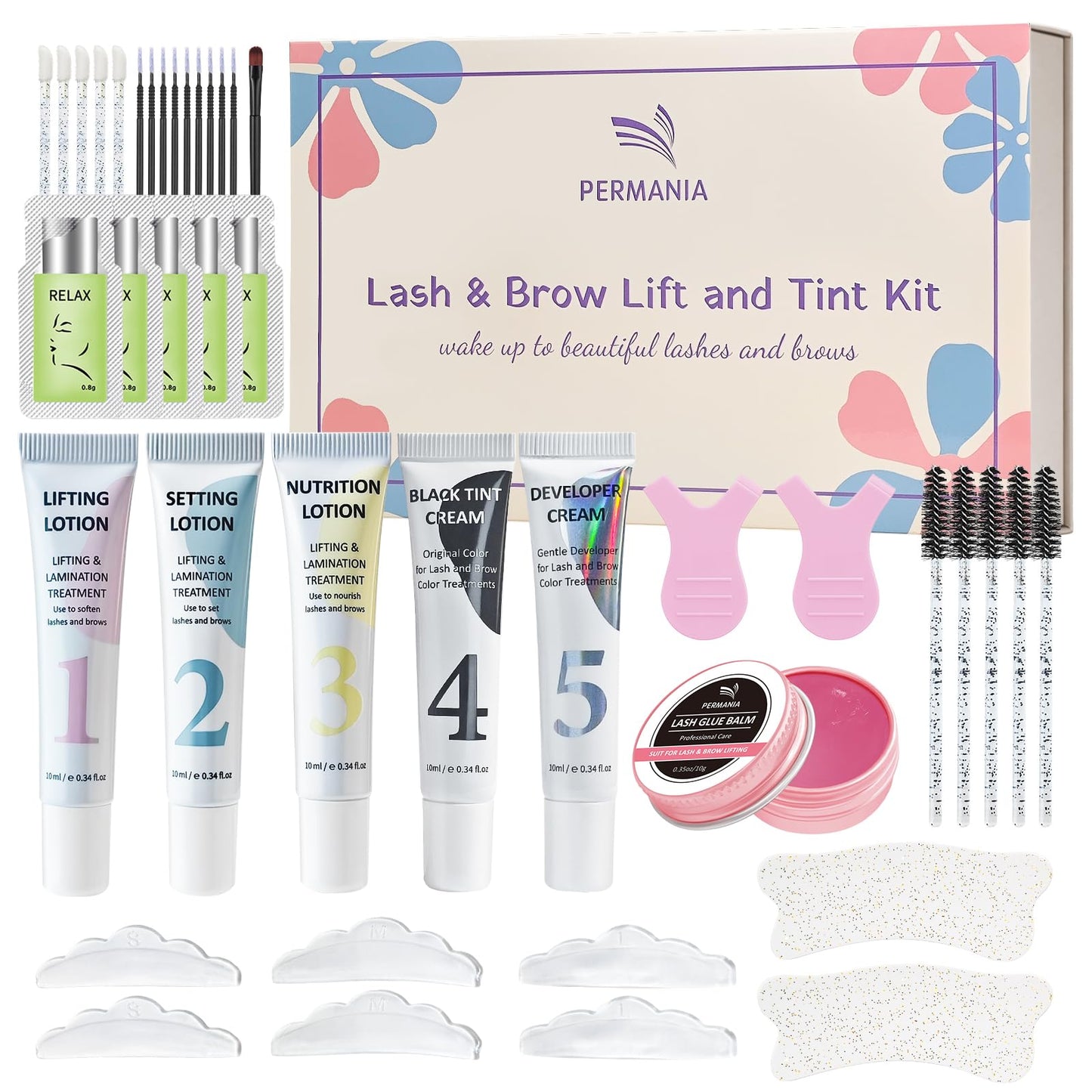 PERMANIA Lash Lift and Black Kit, Full Tube Design Brow Lamination Kit Salon Grade Instant Curling & Coloring With Detailed Instruction 10ml