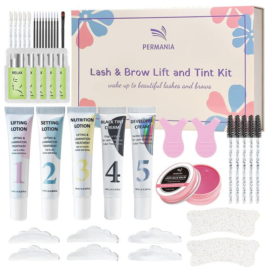 PERMANIA Lash Lift and Black Kit, Full Tube Design Brow Lamination Kit Salon Grade Instant Curling & Coloring With Detailed Instruction 10ml