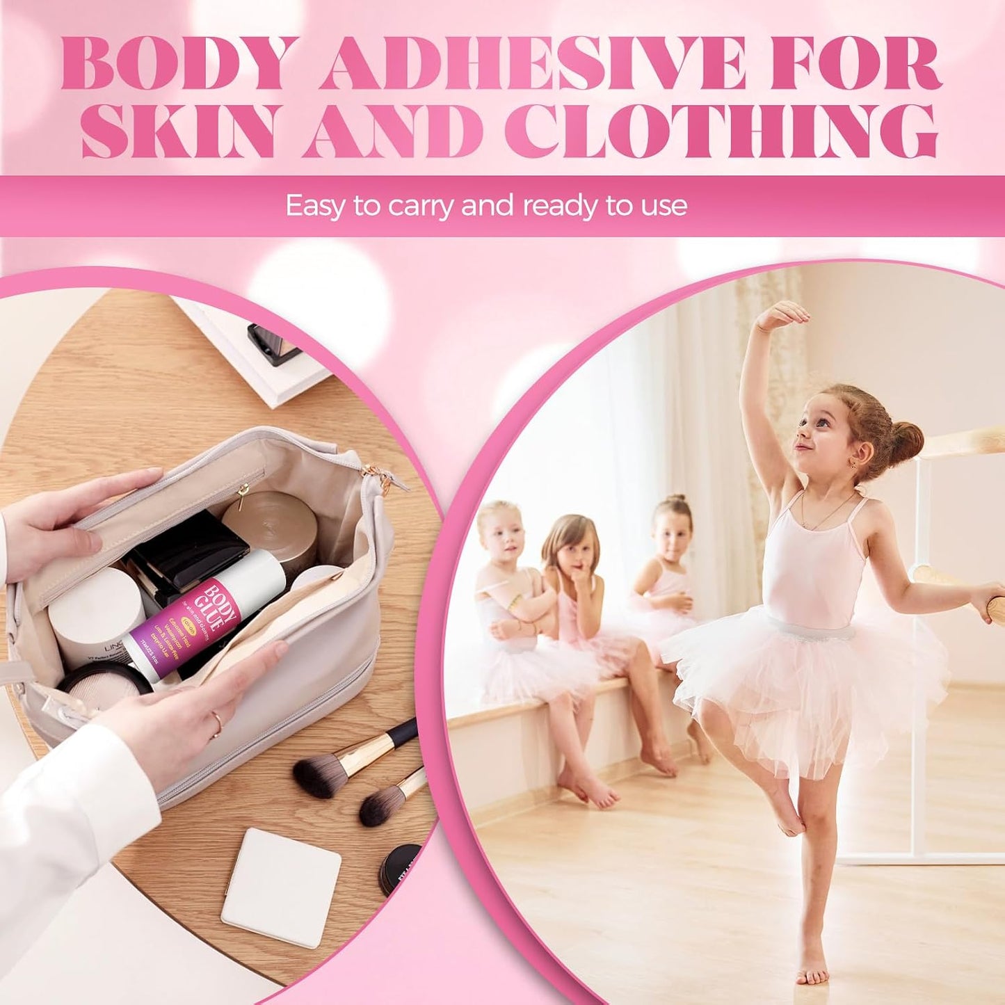 Body Glue - Sweat Resistant Adhesive Roll-On for Clothes & Skin | 2.54 Oz (75ml) - Perfect for Dancers, Costumes & Wigs