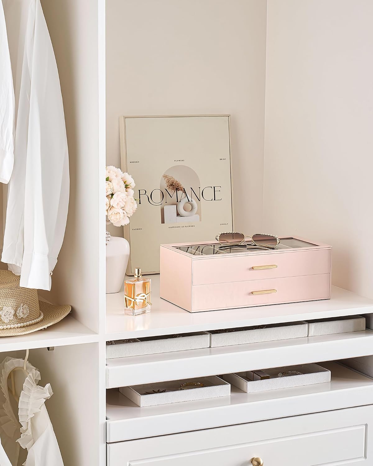 Sunglasses Storage Box for Women - Clear Top Eyewear Organizer | Stylish Display Case