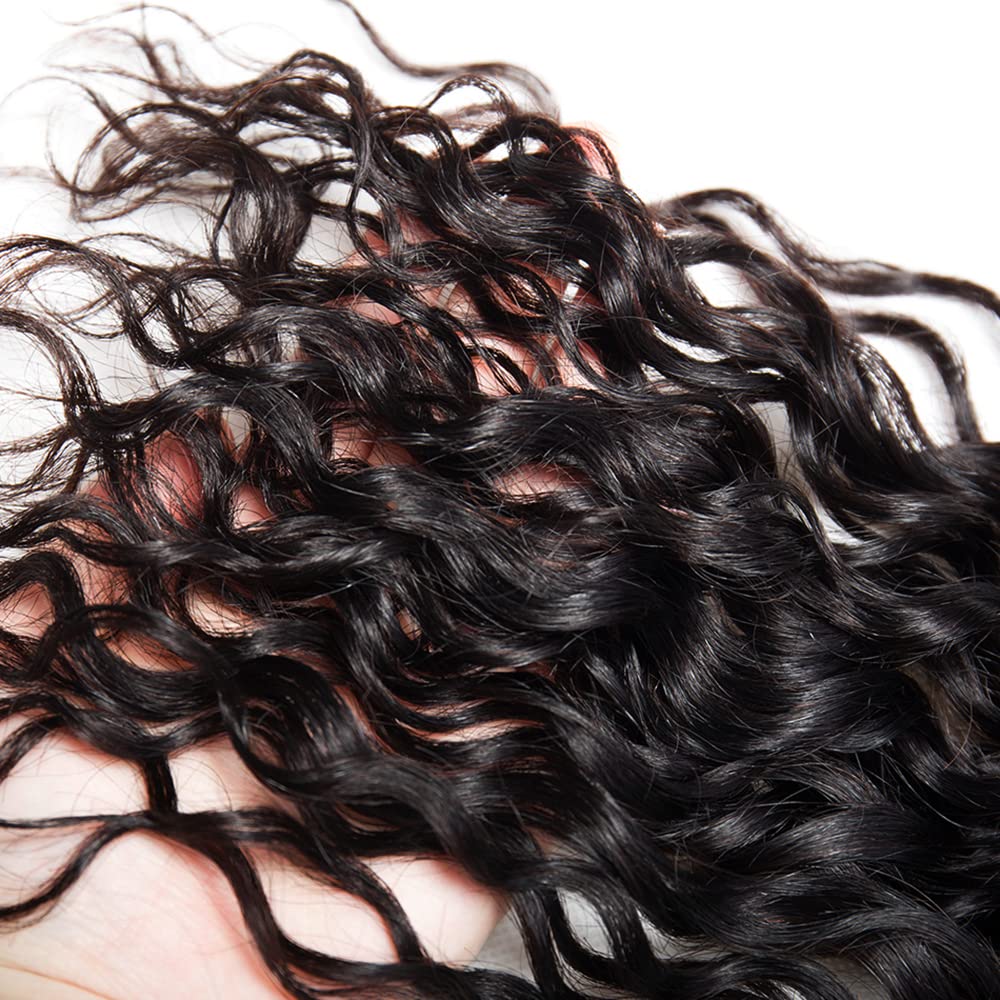 30 32 34 inch Natural Wavy Bundles Human Hair 300g Long Wavy Human Hair Extensions Water Wave Bundles Color #Natural Black