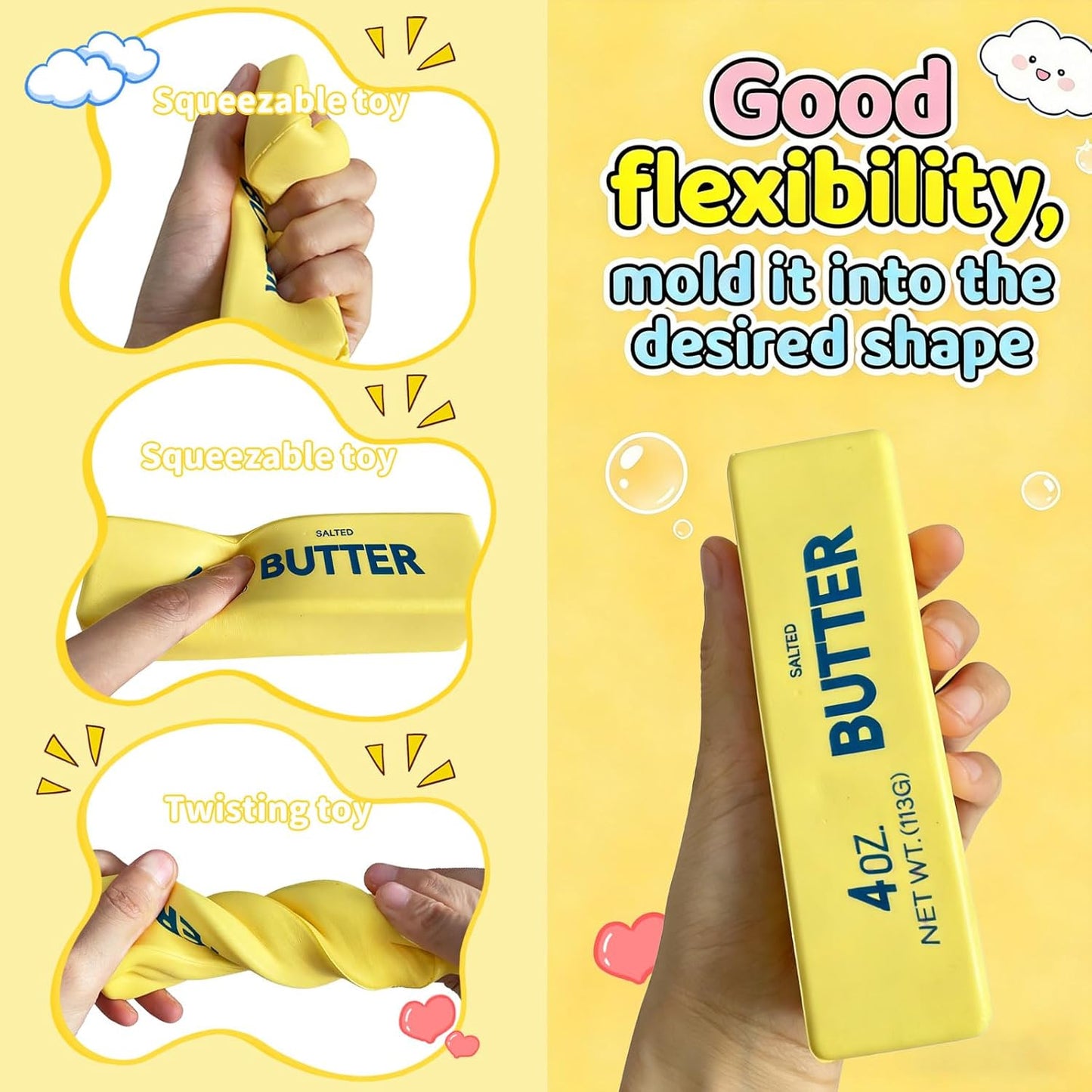 Slow Rising Squishy Butter Squeeze Toy - Soft & Stretchy Fidget Stress Relief | 1pc