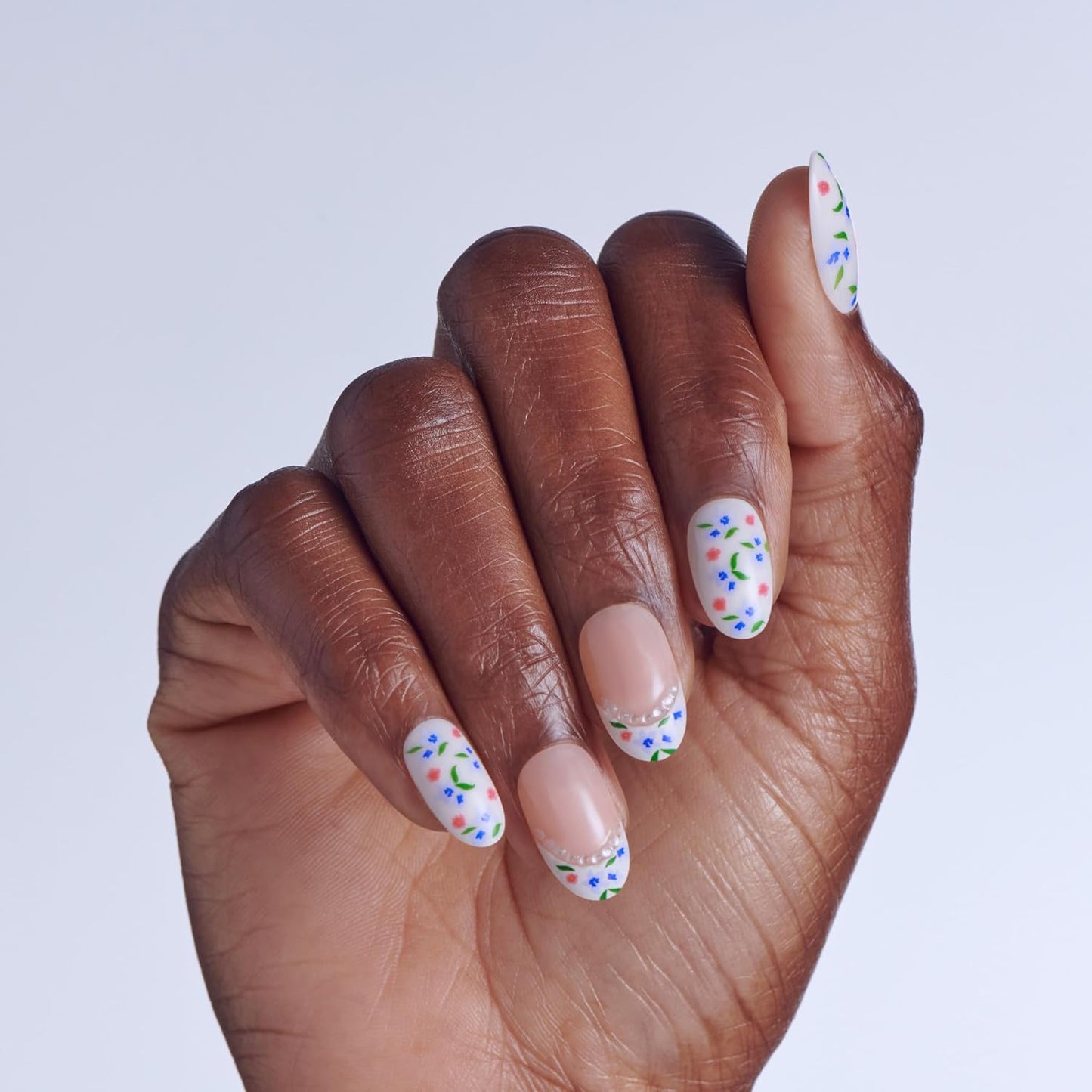 Kiss Impress Press-On Nails - Hoppy Mood Design, Multicolor, Oval Shape | Medium Size, 30 Nails Included