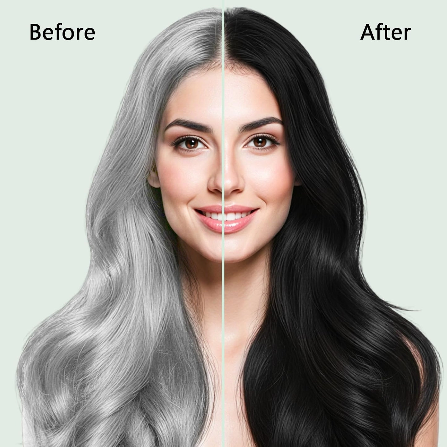 Black Hair Dye Shampoo, Gray Hair Coverage Ammonia Free & Paraben Free Natural Herbal Ingredients Semi Permanent Hair Color Shampoo for Women Men