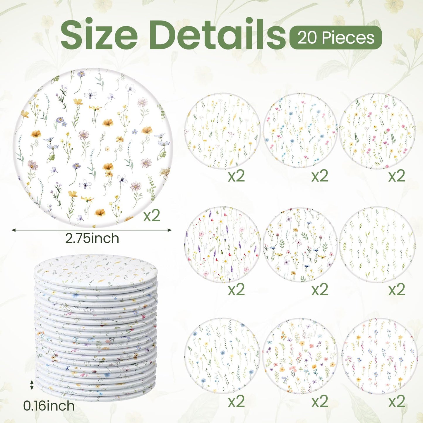 Briwooody 20 Pcs Wildflower Compact Mirrors Bulk for Women 2.75 in Round Makeup Mirror Party Favors Gifts for Women Friend Mother Birthday Bridal Shower Tea Party Decor