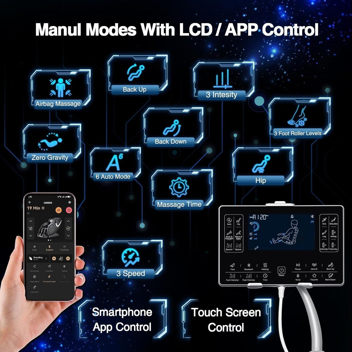 Full Body Shiatsu Massage Chair - AI Control, Zero Gravity, Heated | Bluetooth Speaker, Foot Roller, Relaxing Recliner