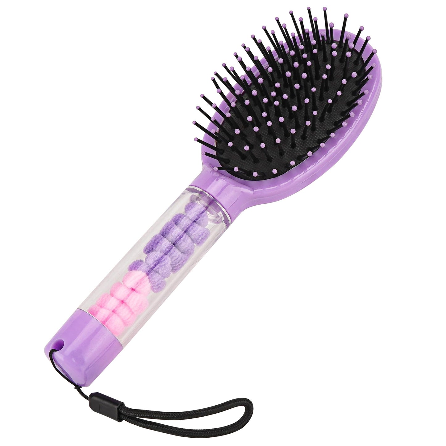 Biiange Air Cushion Detangling Hair Brush, Wig Brush, Scalp Massage Paddle Brushs, Detachable Handle with Hair Ties, for Wet Dry Damaged Curly Hairs (Purple)