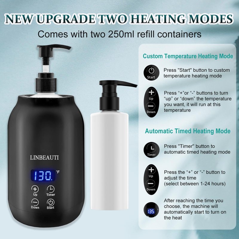 Massage Oil Warmer with Two Oil Bottle Dispenser, Lotion Bottle Warmer Dispenser Heater, Smart Touch Key Electric Warm Lotion Dispenser, Lube Gel Cream Warmer for Home Pro Salon Spa Massage