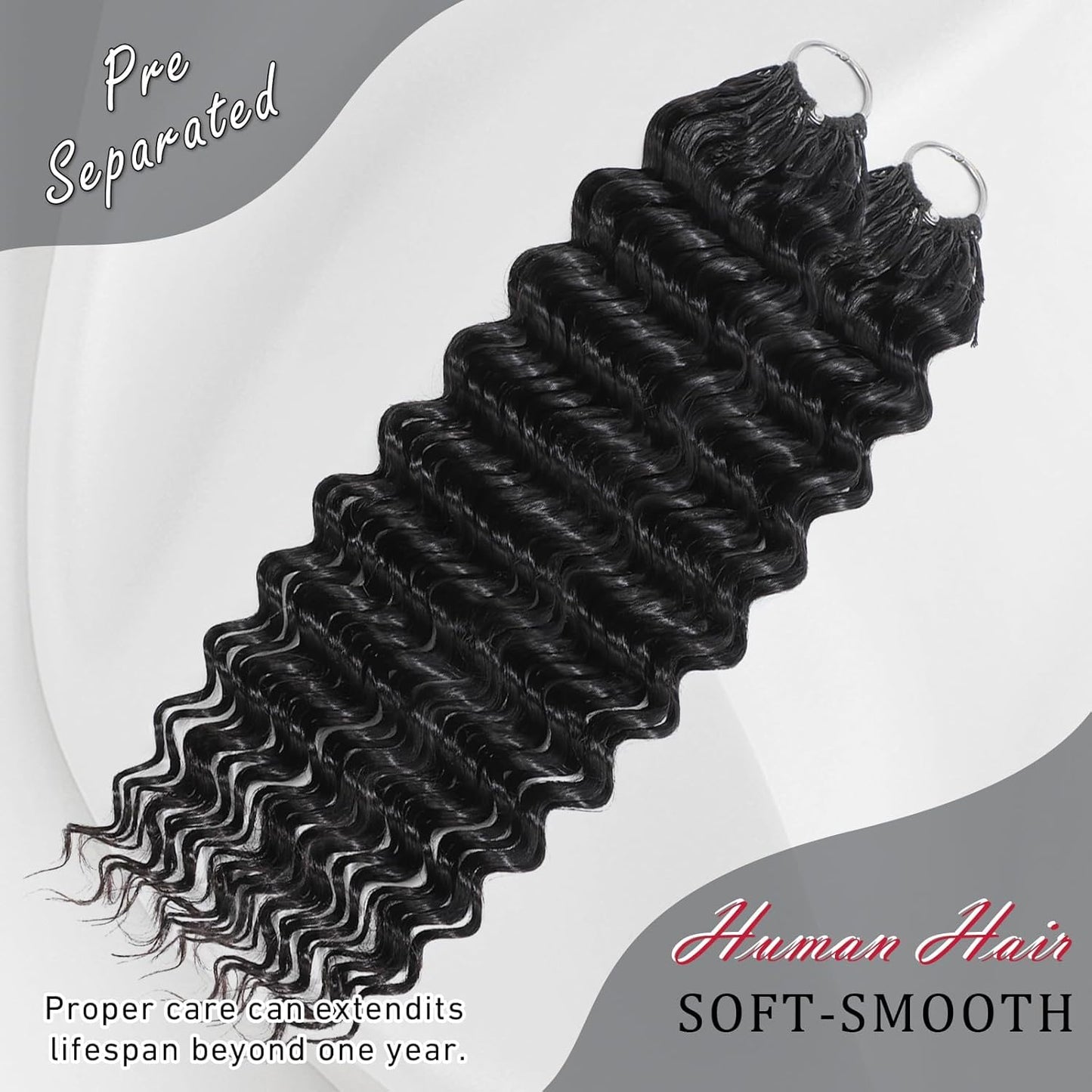 Human Crochet Hair for Black Women 20 Inch 60g Miracle Knots Hair Deep Wave Feather Crochet Human Hair Bundles Invisible Boho Crochet Hair Extensions 38 Strands Natural Black