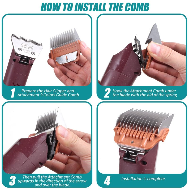 10W/15W/30W Dog Animal Stainless Steel Wide Clipper Attachment Guard Comb Set for A5 Series | Snap-On/Off Design Combs,Only Fir for 10W/15W/30W Wide Blade (12-Piece)