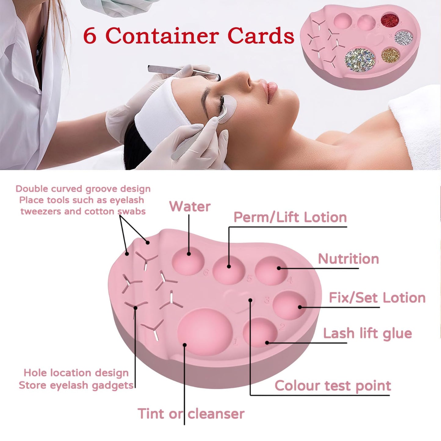 Silicone Nail Art Palette Multi-Function Polish Gel Mixing Tray Silicone Nail Stamping Plates Foundation Eyelash Painting Gels Palette for Cosmetics Brow Makeup Tool(Pink)