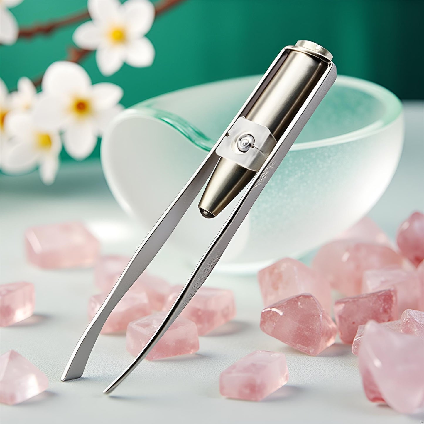 2Pcs Silver Creative Led Light Eyelash Eyebrow Hair Removal Stainless Steel Make Up Tweezer and Practicality, Hair Removal Tweezers, Women's 8.8x0.8x1.6cm