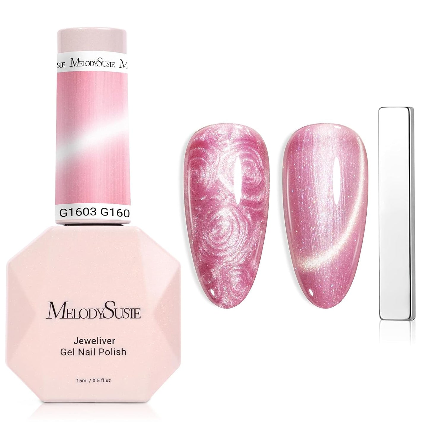 MelodySusie Cat Eye Gel Nail Polish - Burgundy Red Glitter Holographic | 0.5 Fl Oz UV Nail Art