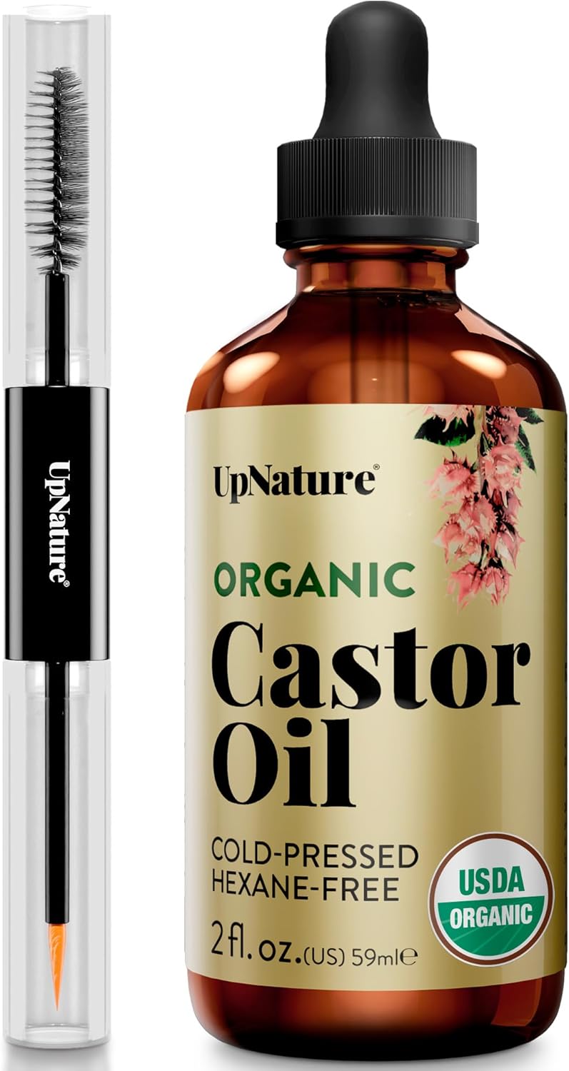 Organic Castor Oil - 100% Pure Cold Pressed 16oz Glass Bottle | USDA Certified, Hexane Free for Face, Hair & Skin