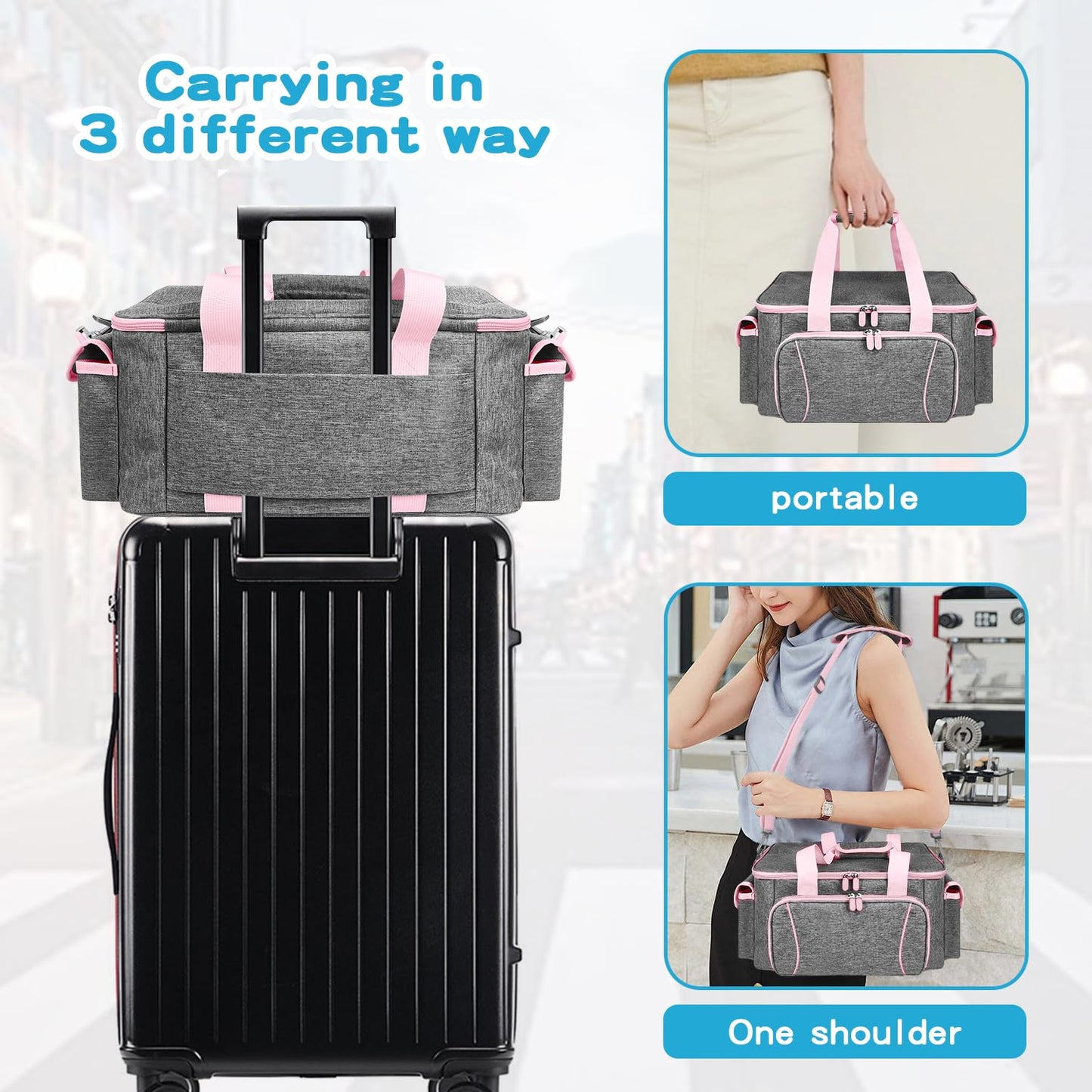BOHEMIABY Cricutt Joy Carrying Case, Convenient Travel Organizer with Dividers for Cricutt Joy Xtra Accessories and Various Supplies, Cricutt Joy Case Bag, Sturdy Oxford Fabric (pink)