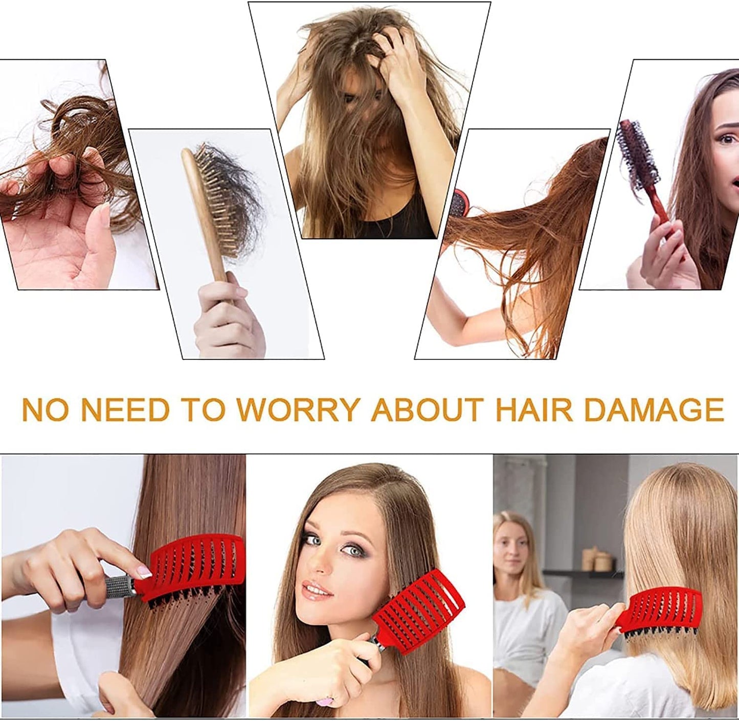 Ultra Detangling Brush - Magical Hairbrush for Wet or Dry Hair | Fast Drying, Massage Design (Pink & Purple)