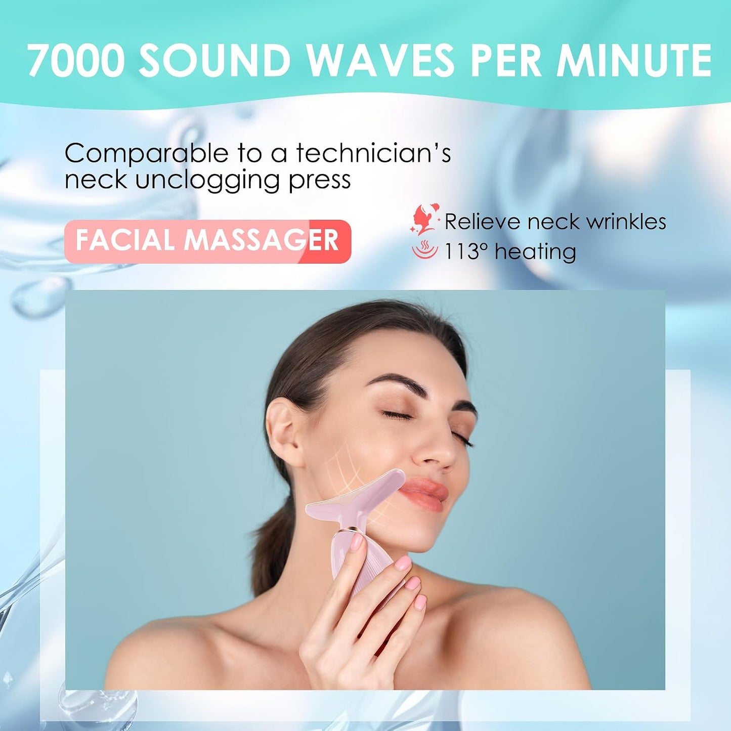 Red Light Therapy Facial Massager - 7 Color Sculpting Wand for Face & Neck | Perfect Gift for Women, Moms & Friends (Rose Gold)