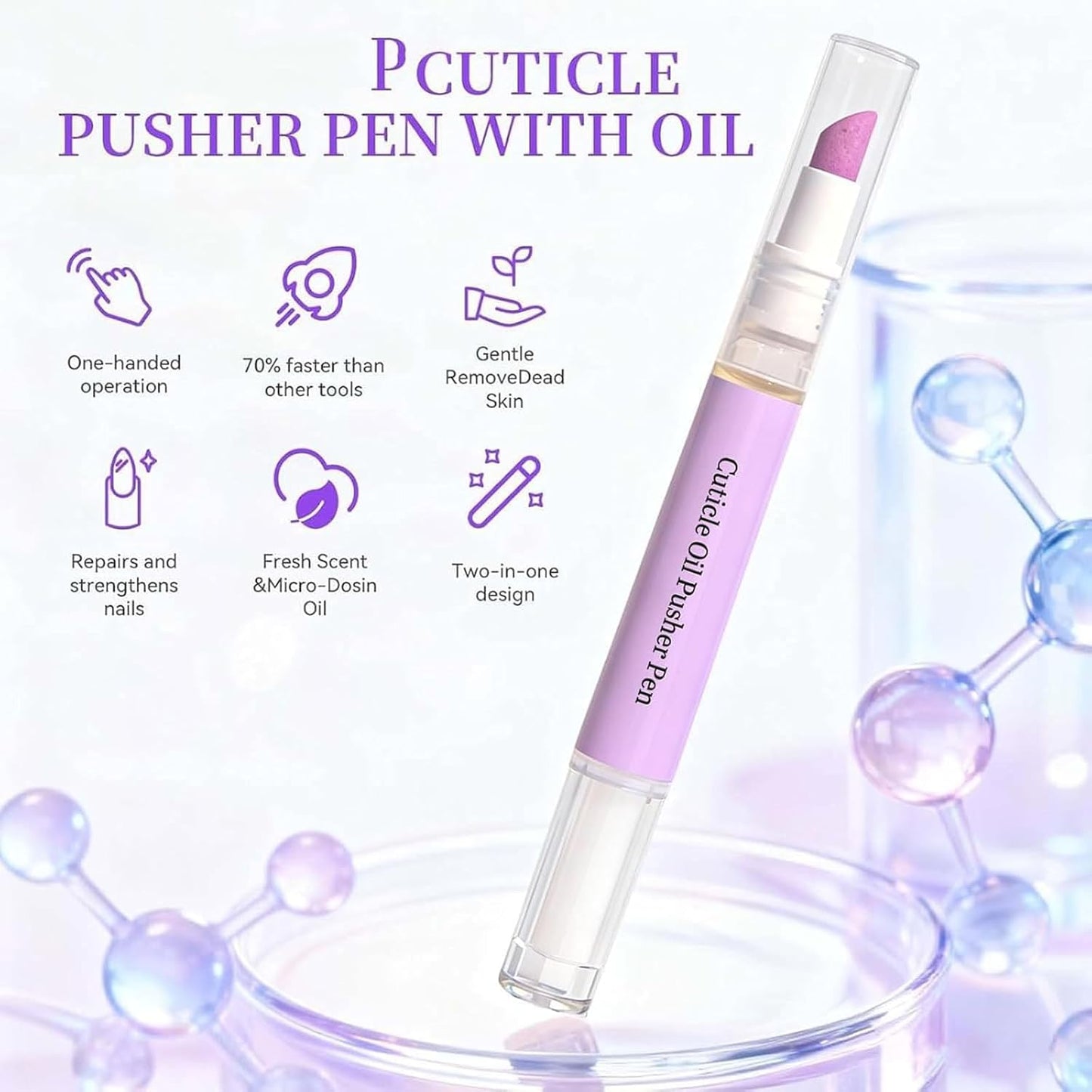 2-in-1 Cuticle Oil Pusher Pen Set - Moisturizing Nail Care for Dry Cuticles | 2 Pieces