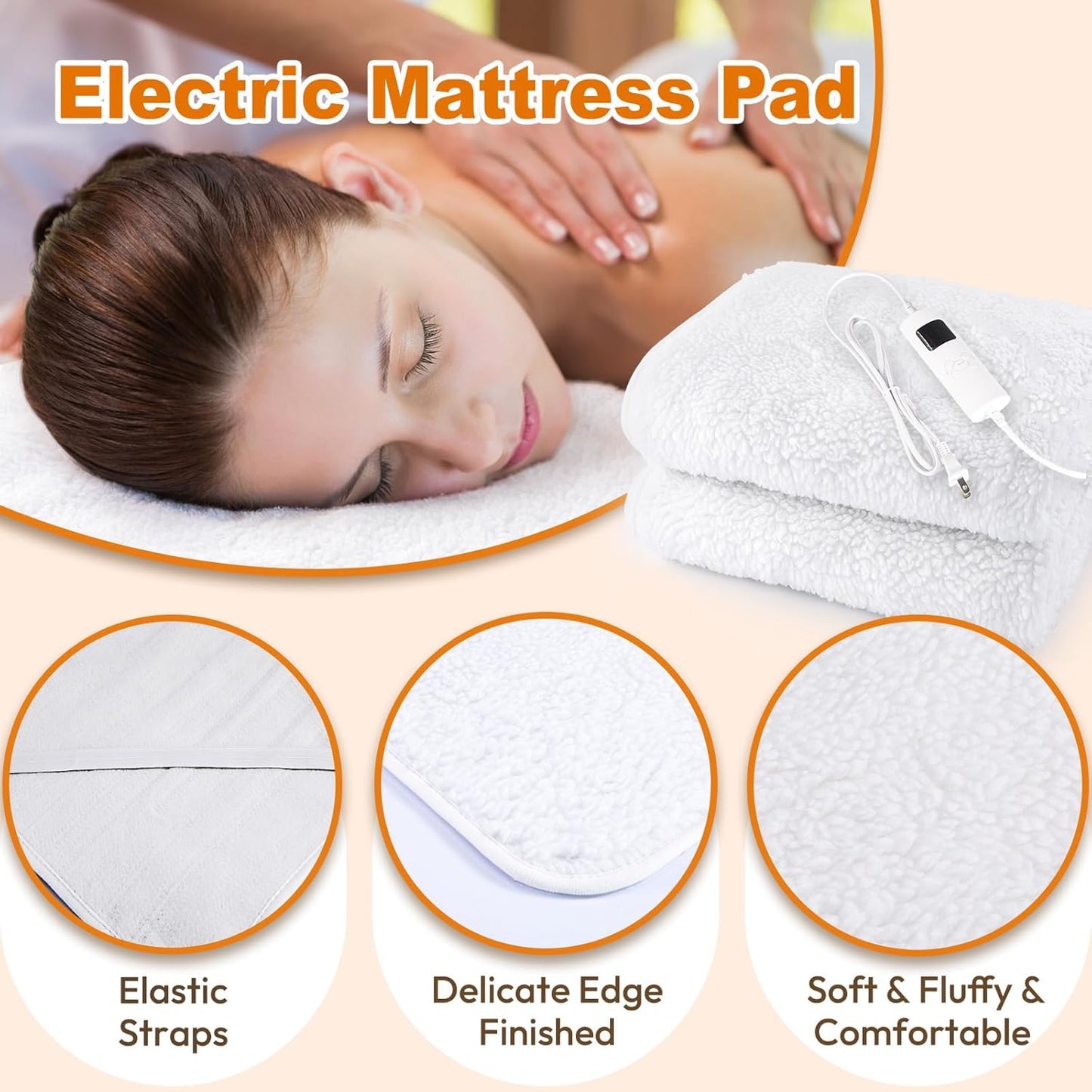 Heated Massage Table Warmer - 9 Heat Settings with Digital Control | 71" x 30", Overheat Protection, White