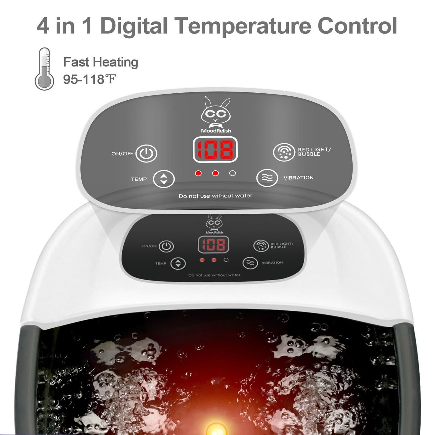 Foot Spa Bath Massager | Heated Vibration Massage with Bubbles & Jets - 22 Rollers, Adjustable Temp, Black