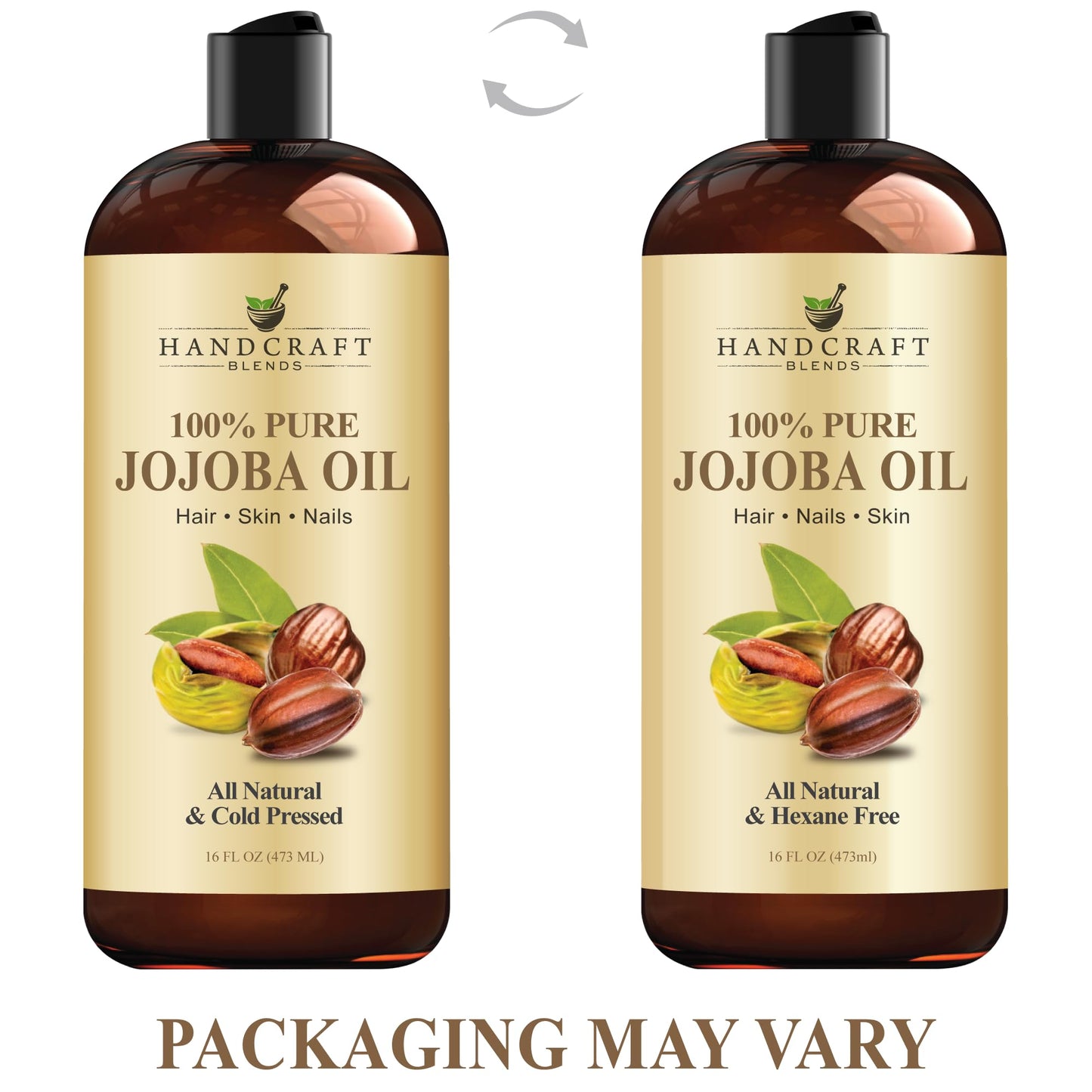 Handcraft Blends Jojoba Oil | 100% Pure and Natural | Ayurvedic Skin Care | Premium Grade Carrier Oil | Face | Skin | Hair | Massage | Cold-Pressed | Hexane-Free | 16 Fl Oz