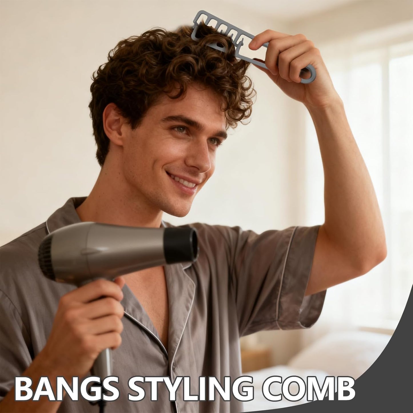 Volumizing Texture Comb Set - Wide-Toothed Hair Combs for Maximum Lift | Dual-Purpose ABS Plastic Tool (Grey & Black)