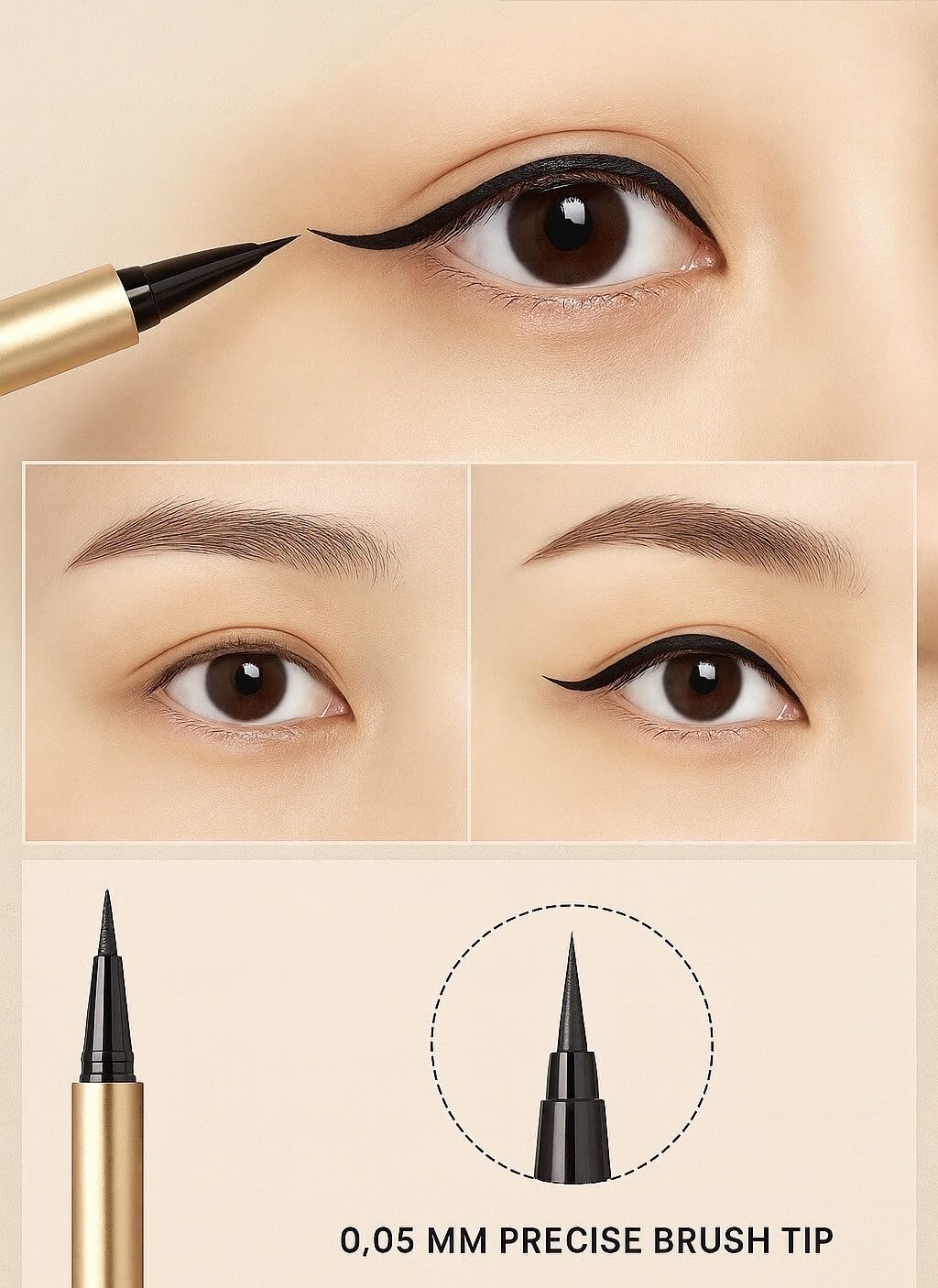 Haven Nest Vegan Waterproof Liquid Eyeliner Pen – Black, Smudge-Proof, Long-Lasting, Precise Tip, Easy Application, All-Day Wear