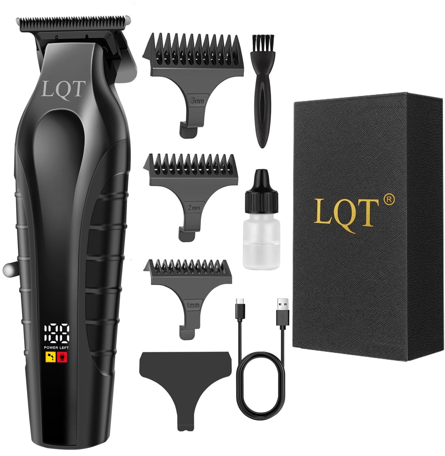 LQT 902 Professional Hair Trimmer for Men Cordless Beard and Mustache Trimmer Rechargeable Electric T Liners Clippers with Led Display and Luxury Gifts Box to Son Husband Father Men Gift