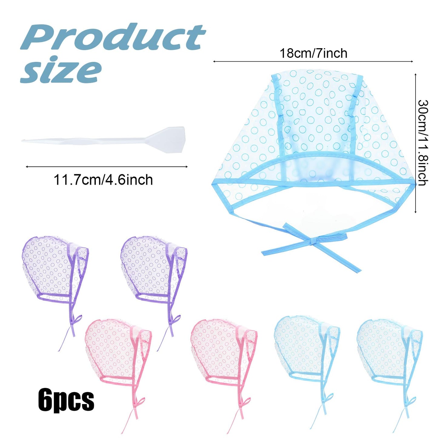 HJZHII 6 Pcs Hair Highlighting Caps, Hair Coloring Dye Cap with 6 Highlighting Crochet Hooks Highlight Hair Cap Dyeing Hairdressing Tool for Salon DIY Dyeing Hairdressing