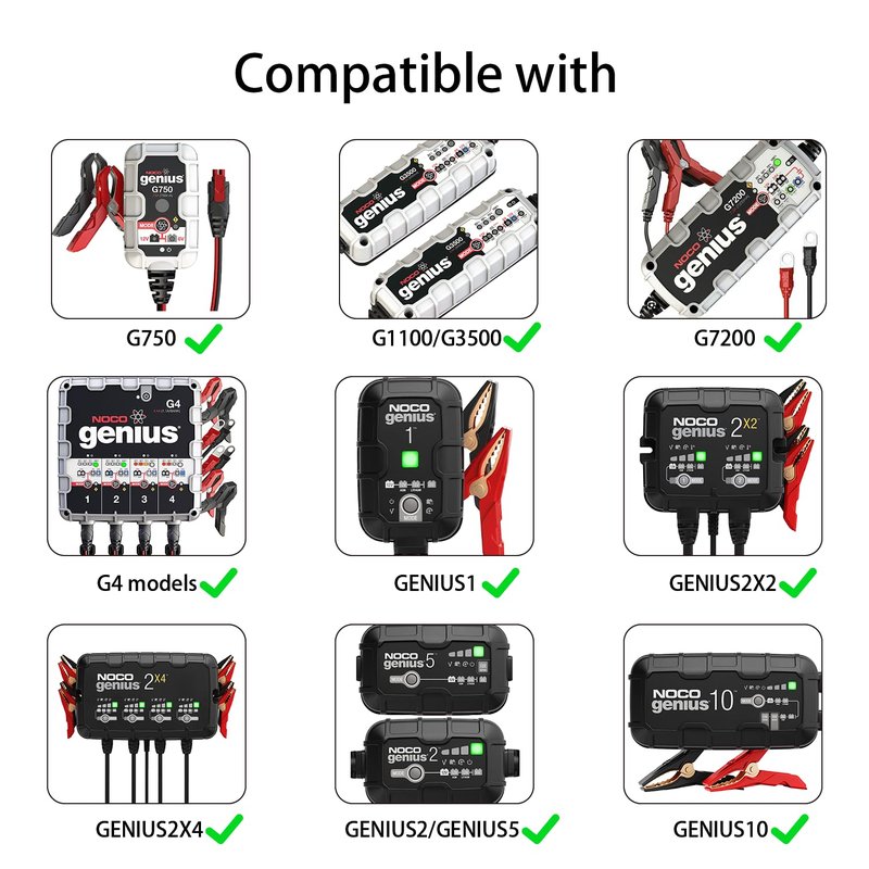 BOEEA GC004 X-Connect Extension Cable Accessory Compatible with NOCO Genius Smart Battery Chargers, 10Ft Automotive Wires Harness Replacement Cord