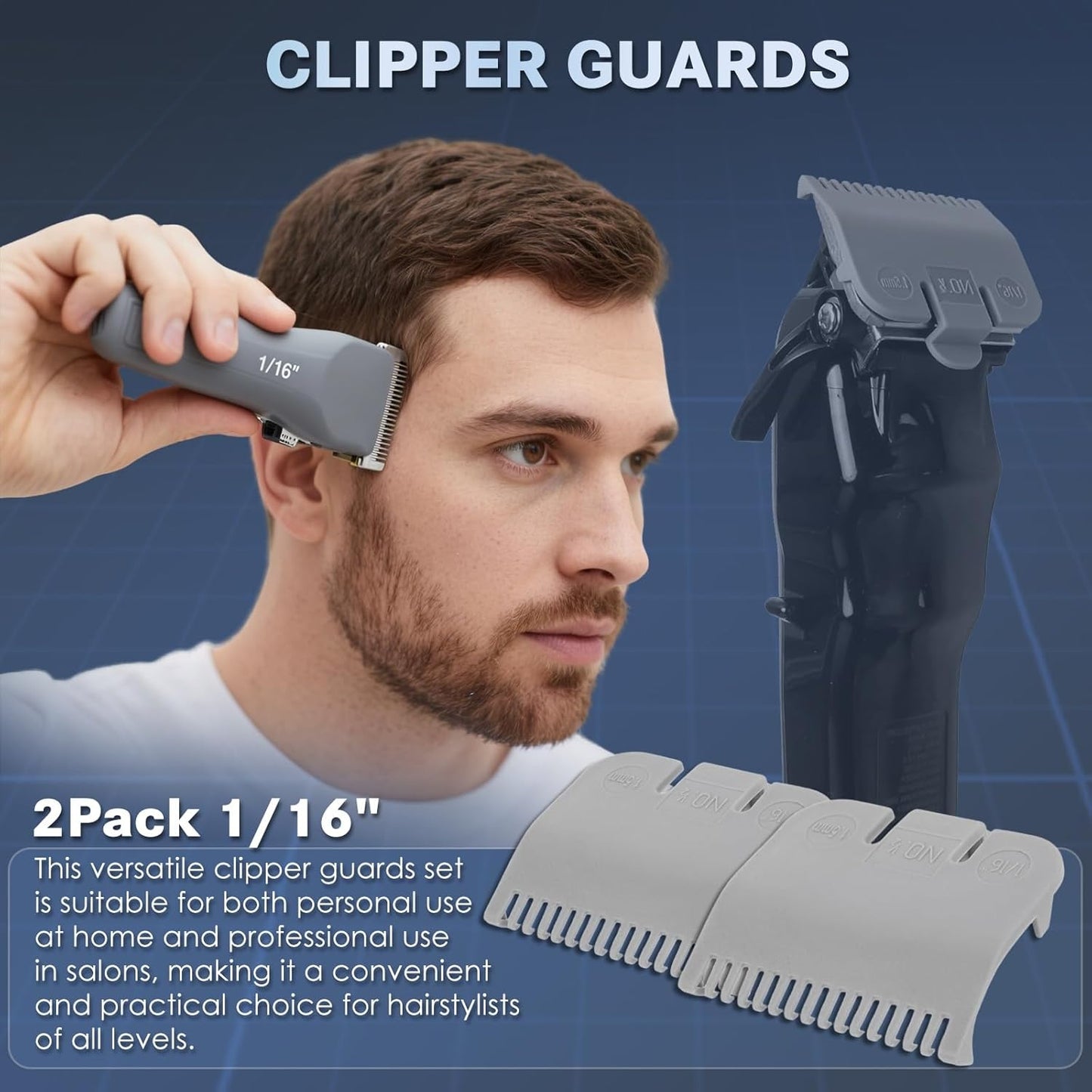 Hair Clipper Guards Set - 2 Pack Replacement for 1/2 Wahl Clipper | 1/16" 1.5mm Attachments for Barbers