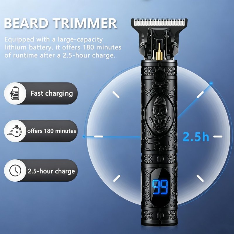 Saoilli Hair Clippers for Men, Zero Gapped Grooming Kit Cordless Rechargeable Edgers Clippers Beard Trimmer Shaving Kit with LCD Display, Easy Cleaning Travel & Home Use Gifts for Men（1 Pack）