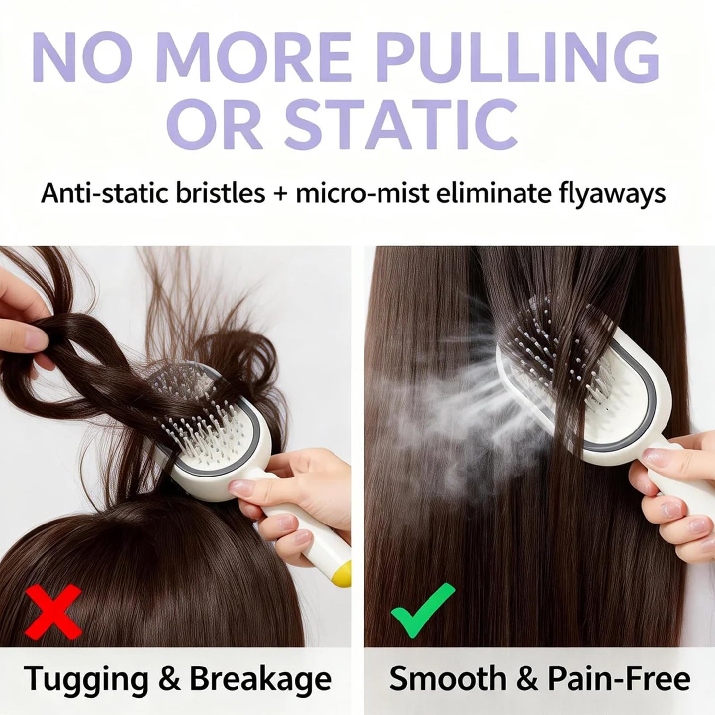Electric Steam Brush for Hair, Electric Spray Air Cushion Comb, Detangling Steam Brush for Hair, Portable Cordless Rechargeable Red Light Brushs with Detangling Comb, Anti-Static