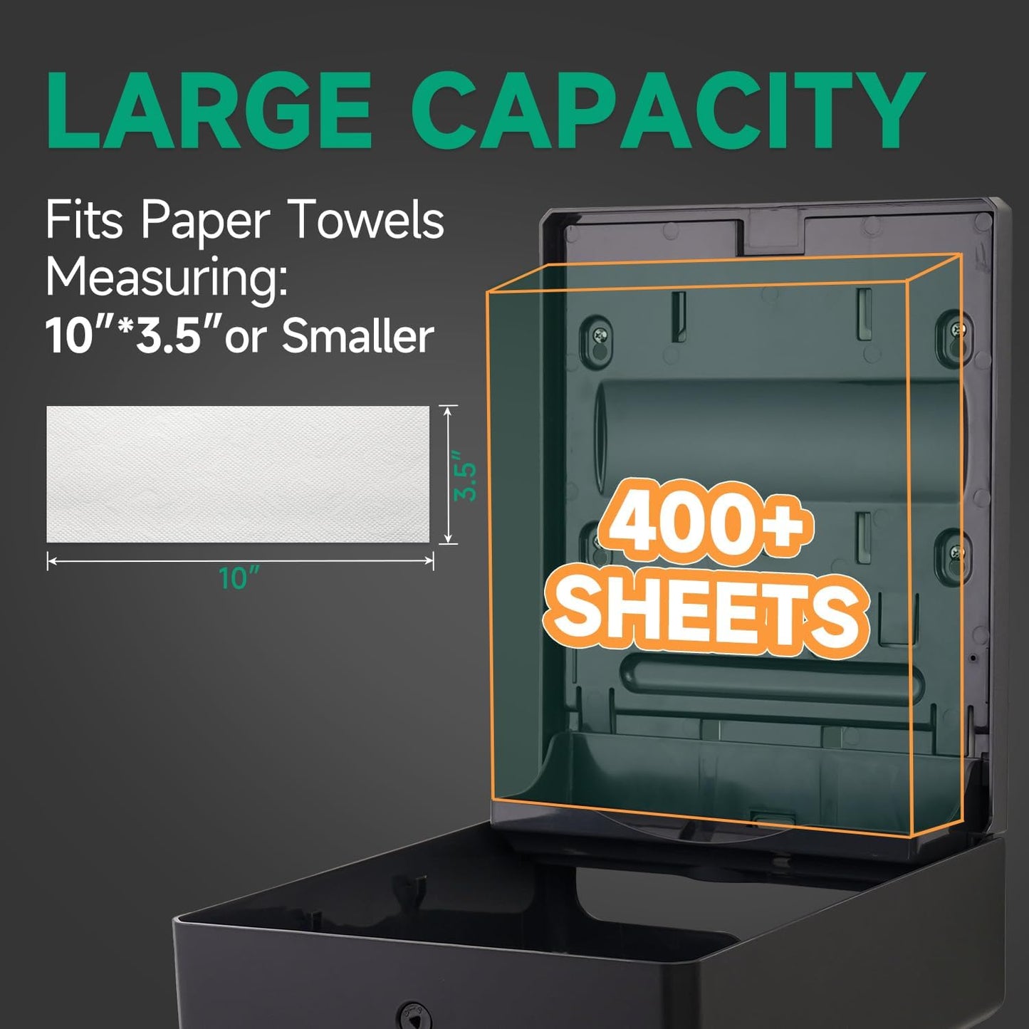 Paper Towel Dispenser - Wall Mount Commercial 400-Sheet Multifold with Lock | Ideal for Public Spaces (Folded Size ≤ 10" x 3.5")